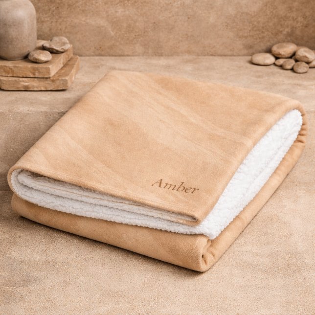 Cobertor Sherpa de Fluxo de Arenito Quente (Natural sandstone lines in warm tones for serene days and peaceful unwinding)
