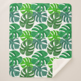 Cobertor Sherpa de Folhas de Palmeira Tropicais Mo