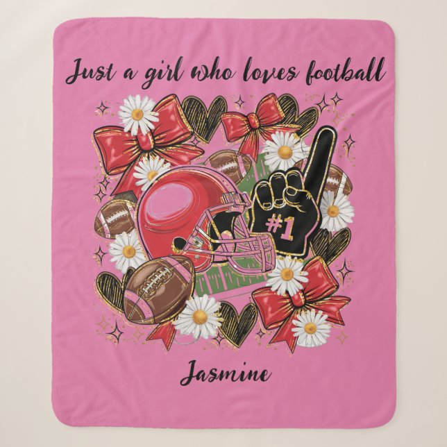 Cobertor Sherpa de futebol feminino/infantil (Frente)
