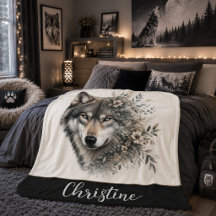 Cobertor Sherpa de Lobo Personalizado