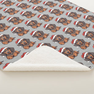 Cobertor Sherpa de Natal de Cachorrinho Dachshund 