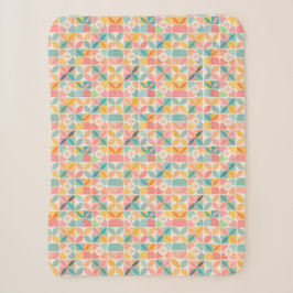 Cobertor Sherpa de Padrão Floral Geométrico Colori