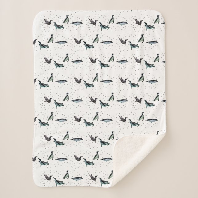 Cobertor Sherpa de Pinguins Borbulhantes (escolha  (Frente)