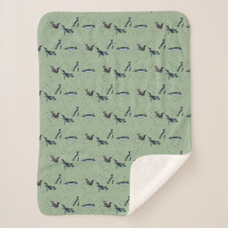 Cobertor Sherpa de Pinguins Borbulhantes (Verde Cl