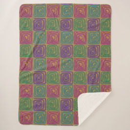 Cobertor Sherpa de Quadrados Espirais Boho Ousados
