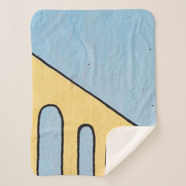 Cobertor Sherpa Décor de parede amarela e azul (Frente)