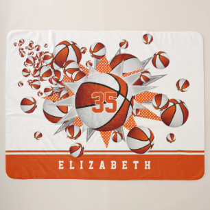 Cobertor Sherpa decoração de sala de basquete para meninas esporte