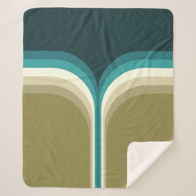 Cobertor Sherpa decoração em arco duplo estilo retrô (Frente)