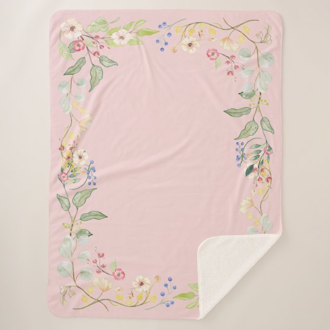 Cobertor Sherpa Decoração floral da fazenda da aguarela chique (Frente)