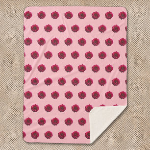 Cobertor Sherpa Deep Pink Dahlia Flor Sem Costura Padrão ativado