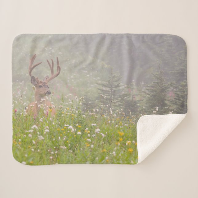Cobertor Sherpa Deer Buck | Parque Nacional Monte Rainier (Frente (Horizontal))