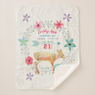 Cobertor Sherpa Deer Fawn Baby Girl Aposta Aquarela