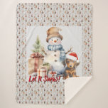 Cobertor Sherpa Deixe Snow Dachshund e Snowman<br><div class="desc">Adicione um toque de charme festivo à sua casa com este lindo cobertor com um boneco de neve e cachorrinho. "Deixe nevar!" está escrito abaixo, mas pode ser personalizado para dizer qualquer coisa ou nada. O fundo é um impressão de filhotes em Papai Noel e homens de neve. O estilo...</div>