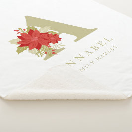 Cobertor Sherpa Delicate Poinsettias A Initial Christmas Girl Gif