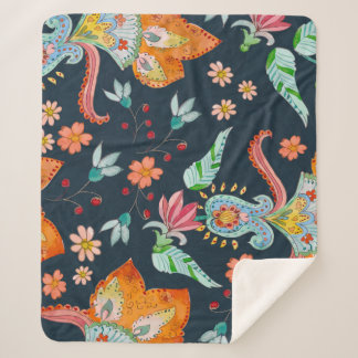 Cobertor Sherpa Delícia Floral: Textura De Flor De Aquarela