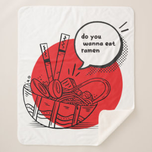 Cobertor Sherpa Delicioso Ramen Kawaii - Comida Japonesa Divertida