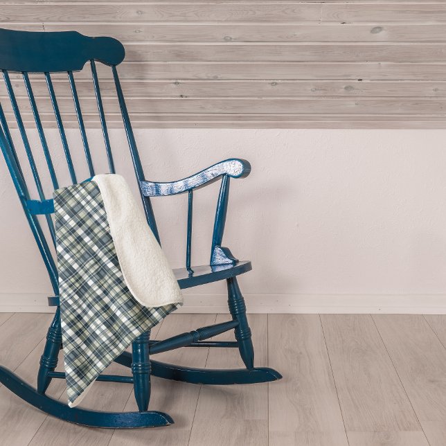 Cobertor Sherpa Denim Blue Sage Green Xadrez Sherpa Blanket (Criador carregado)