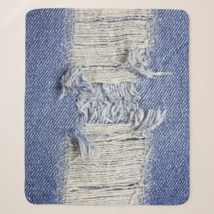 Cobertor Sherpa Densidade azul rasgada: textura do jeans.