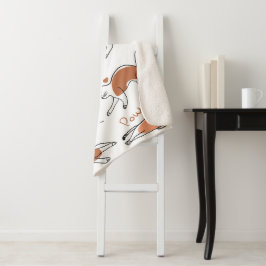 Cobertor Sherpa Desenho adorável gatos Miow Pow White