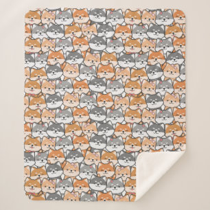 Cobertor Sherpa Desenho Animado Fofo de Cachorro Shiba Inu Japonês