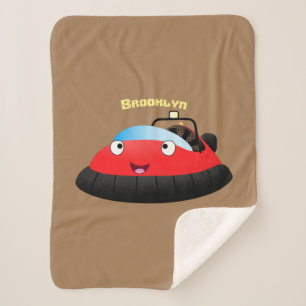 Cobertor Sherpa Desenho animado fofo de hovercraft vermelho feliz