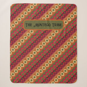 Cobertor Sherpa Desenho Asteca Vermelho Multicolorido