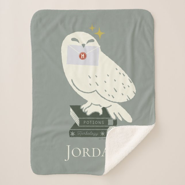 Cobertor Sherpa Desenho Caprichoso da Hedwig com Carta (Frente)