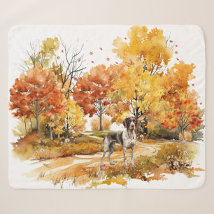 Cobertor Sherpa Desenho de Cachorro no Outono em Aquarela - Pointe