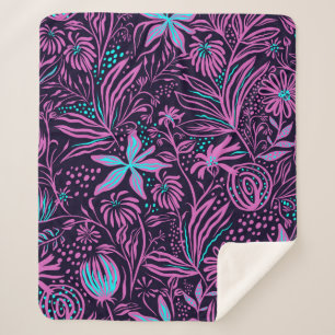 Cobertor Sherpa desenho de folhas de padrão impressão