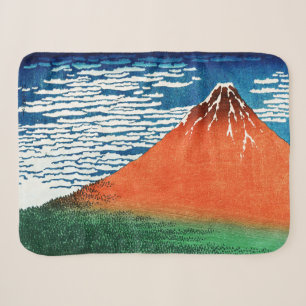 Cobertor Sherpa Desenho do Fuji Vermelho Kanagawa Hokusai
