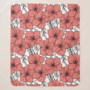 Cobertor Sherpa Desenho Floral De Cor Brilhante, Invisível.