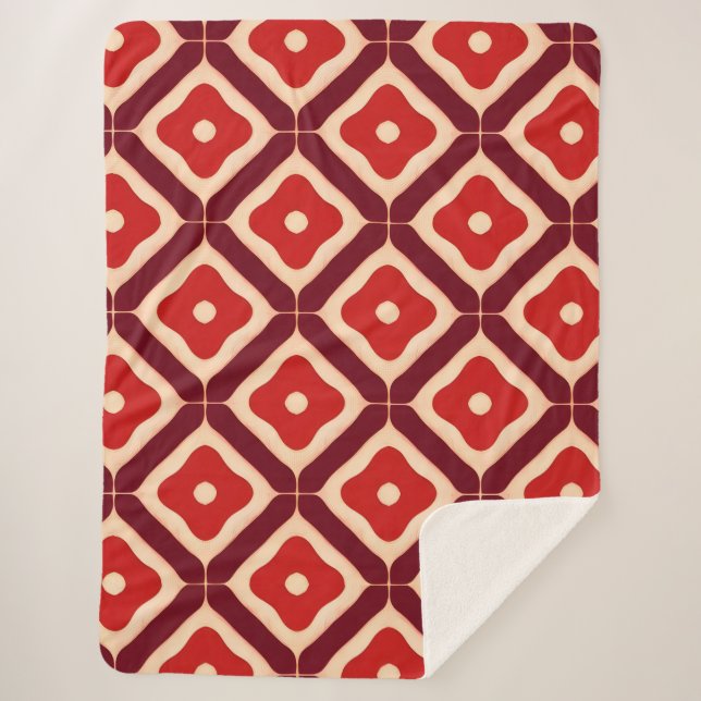 Cobertor Sherpa Desenho Geométrico Abstrato Vermelho (Frente)