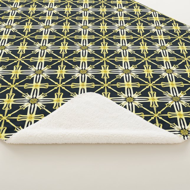 Cobertor Sherpa Desenho Geométrico Dourado e Branco (3/4)