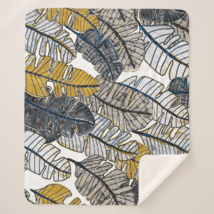 Cobertor Sherpa Desenho manual: Folhas tropicais