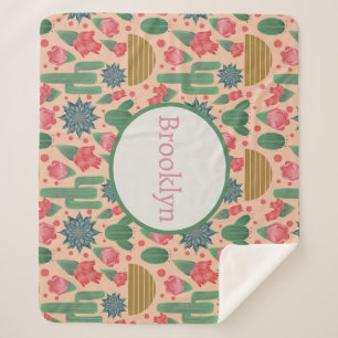 Cobertor Sherpa Desert Blush Floral Pink Nursery Decor-Baby Girl