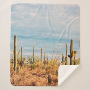 Cobertor Sherpa Deserto com cactos de Saguaro