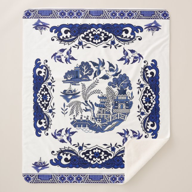 Cobertor Sherpa Design Azul clássico (Frente)