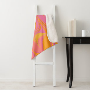 Cobertor Sherpa Design de Abstrato Marble de Rosa e Goldenrod