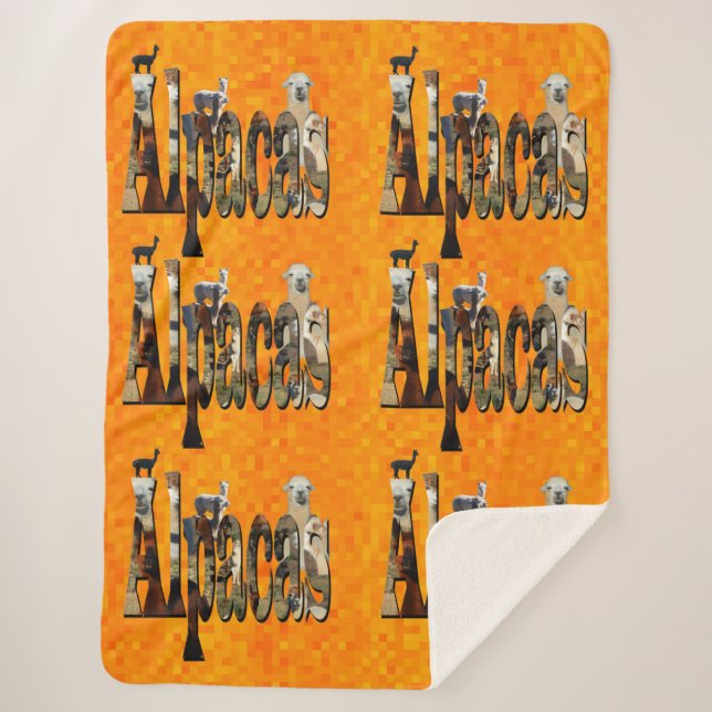 Cobertor Sherpa Design de Alpaca Laranja Quente, (Frente)