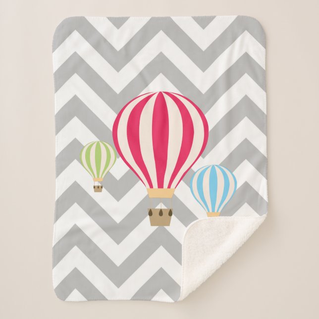 Cobertor Sherpa Design de Balões de Ar Quente (Frente)