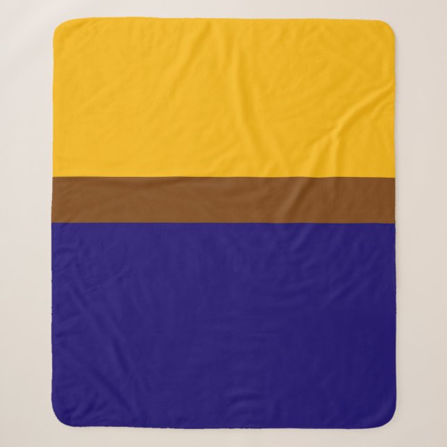 Cobertor Sherpa Design de Bloco de Cores Simples Azul Amarelo (Frente)