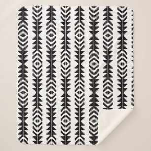 Cobertor Sherpa Design de Boho Geométrico preto e branco
