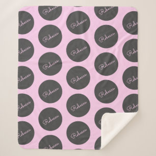 Cobertor Sherpa Design de Bolinhas moderna cor-de-rosa e Cinza ret