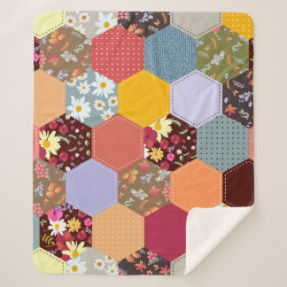 Cobertor Sherpa Design de Coloração das Flores de Hexágono Colorid
