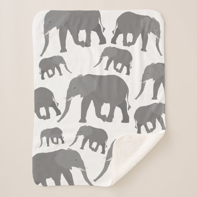 Cobertor Sherpa Design de elefante (Frente)