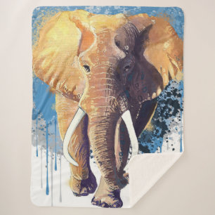 Cobertor Sherpa Design de Elefante Africano Animais selvagens