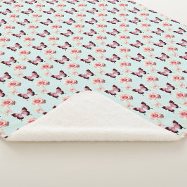 Cobertor Sherpa Design de flor de borboleta
