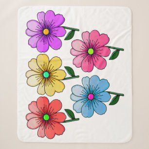 Cobertor Sherpa design de flores de 5 cores