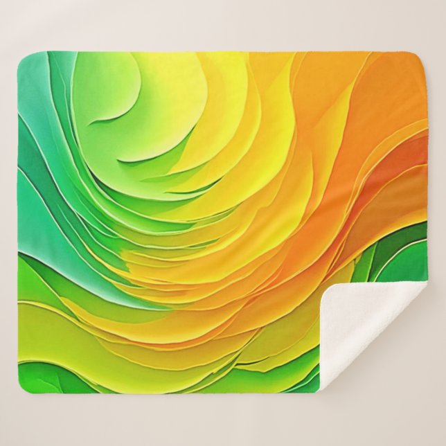 Cobertor Sherpa Design de Fluxo de Energia de Cor Abstrata (Frente (Horizontal))