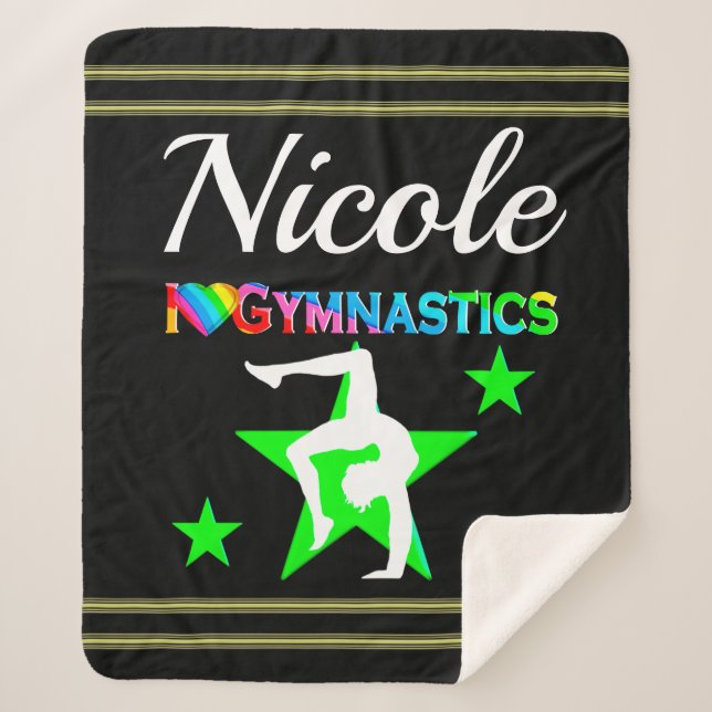 COBERTOR SHERPA DESIGN DE GINÁSTICA PERSONALIZADA VERDE INCRÍVEL (Frente)